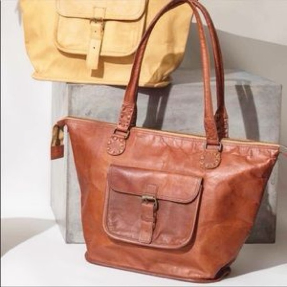 Noonday Collection | Genuine Leather Brown Boho Shoulder Tote Bag - Picture 11 of 12